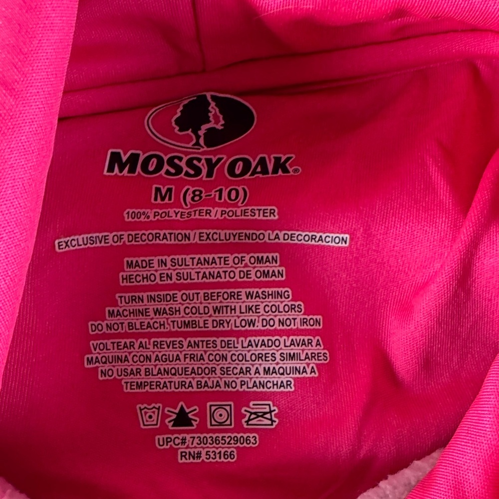 Mossy Oak Camo Hoodie with Bright Pink Logo - Picture 5 of 12